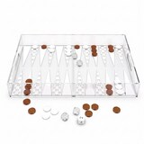 thumbnail of Plateau de jeu de backgammon en acrylique blanc et marron 25x38x5cm