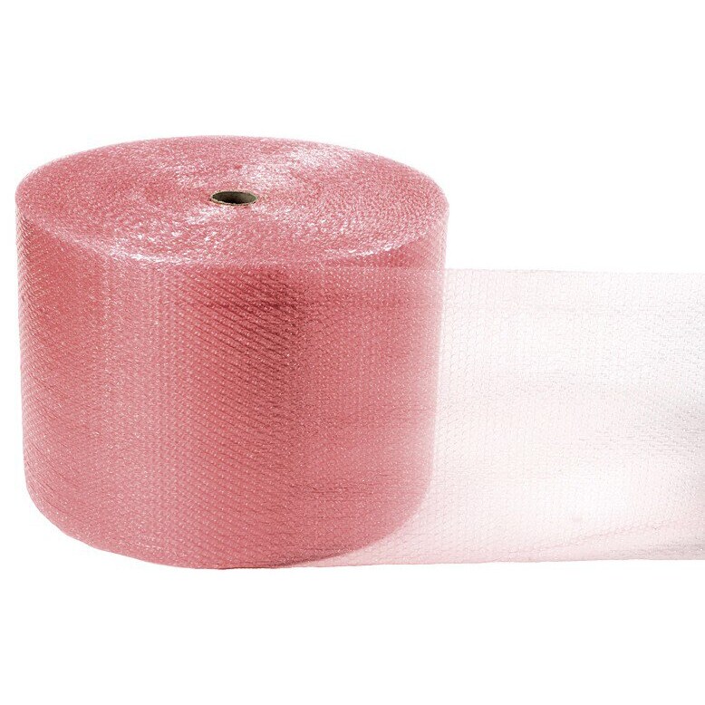 ESD-Luftpolsterfolie, rosa, ableitend, 600 mm, 150 m Rolle