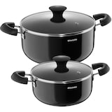 thumbnail of tectake Batterie de cuisine Varese, aluminium avec couvercles en verre, 15 pièces - noir - 405299