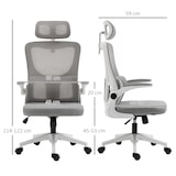 thumbnail of Ergonomischer Bürostuhl Mesh Grau 60x59x122 cm höhenverstellbar 45 bis 53 cm mit Armlehnen Kopfkissen Wippfunktion Lendenstütze