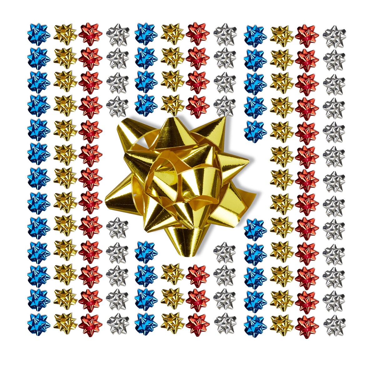 Relaxdays Geschenkschleifen, 200er Set, selbstklebend, Dekoschleifen für Weihnachten & Geburtstag, BxT: 5x5 cm, bunt