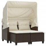 thumbnail of vidaXL Gartensofa 2-Sitzer mit Dach und Hockern Braun Poly Rattan