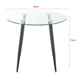 thumbnail of Helloshop26 - Table de salle à manger ronde verre trempé acier 75 x 80 cm transparent noir 03_0008833