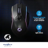 thumbnail of Nedis Gaming Muis - Bedraad - 800 / 1200 / 2400 / 3200 / 4800 / 7200 dpi - Instelbare DPI - Aantal knoppen: 6 - Rechtshandig - 1.50 m - LED