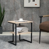 thumbnail of Mesa Auxiliar de 2 Níveis Mesa Auxiliar para Sala de Estar Dormitório Escritório Estilo Moderno 45x35x48cm Madeira e Preto