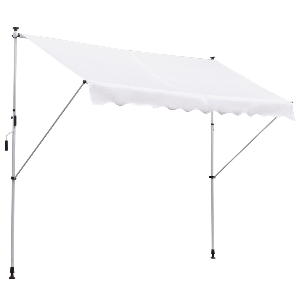 Toldo manual retráctil 300x150x170-280 cm toldo para balcón con altura ajustable manivela y protección solar para terraza jardín blanco