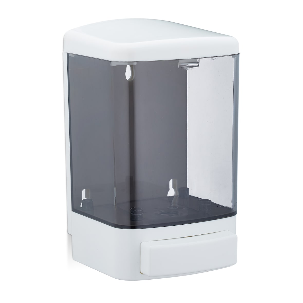 Relaxdays Wandseifenspender, 1000 ml, nachfüllbar, Spender Bad & Küche, Seifenspender Wandbefestigung, weiß-schwarz