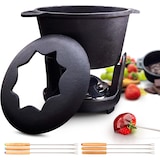 thumbnail of Bonvivre® Gusseisen Fondue Set für 4 Personen | 1 Liter | Fondueset 9-teilig mit Brenner und 6 Gabeln | Emailliert Rot