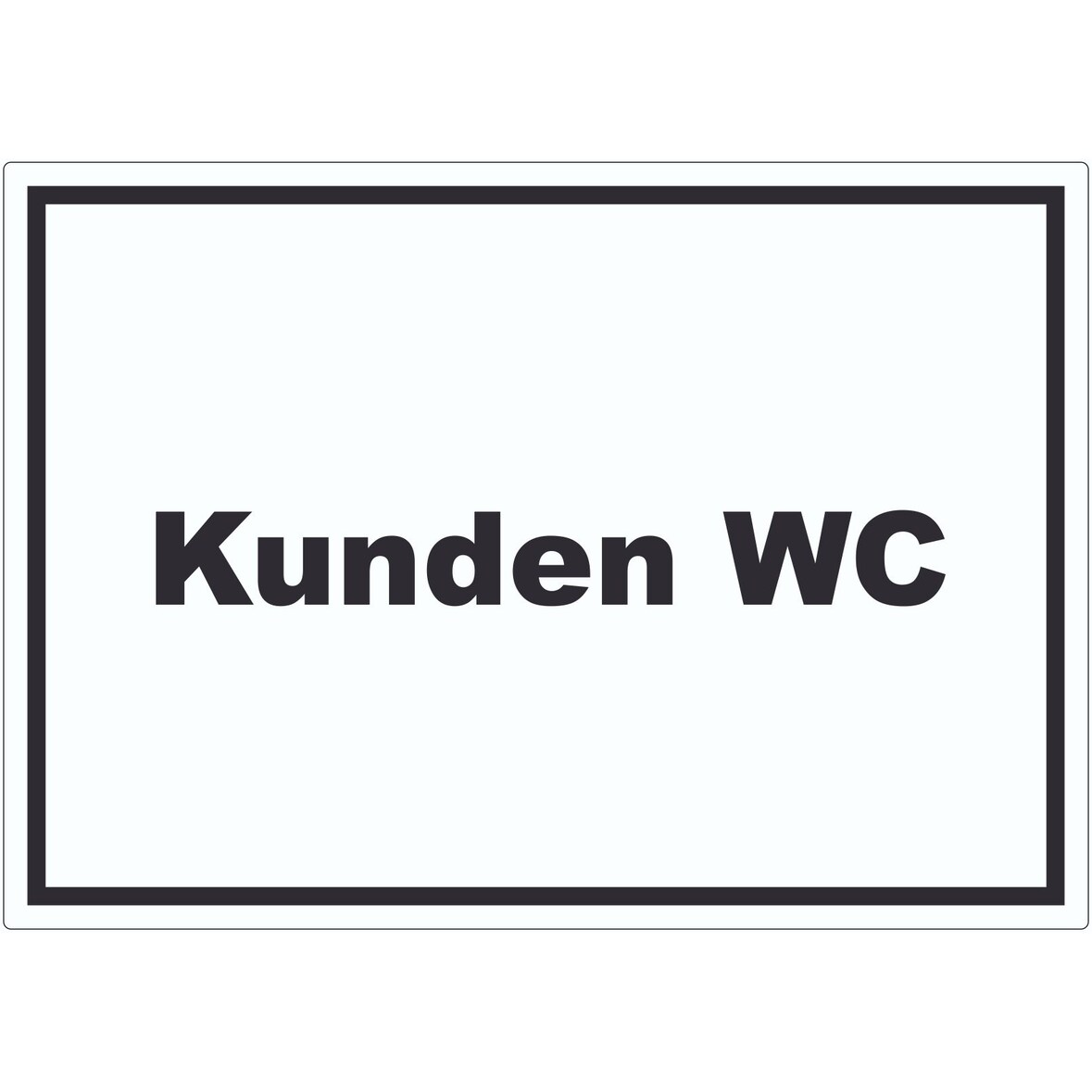 Kunden WC Aufkleber mit Text Toilette waagerecht A3 (297x420mm)