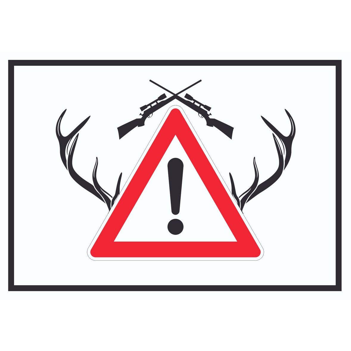 Achtung Jagd Gewehr Schild mit Symbol A5 Rückseite selbstklebend