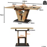 thumbnail of Ausziehbarer Esstisch 140x80x75 cm mit Holzmaserung Naturholz, MDF Metall Gestell, V Streben, verdeckte Auszüge, stabil für Küche