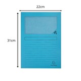 thumbnail of Exacompta - Réf. 50162E - Paquet de 100 chemises à fenêtre sans plastique SUPER 160 g/m² - dim 22 x 31 cm pour A4 - bleu vif