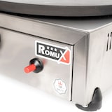 thumbnail of Romux® Máquina de Facer Crepes a Gás Profissional Simple de Bancada em Aço Inox com 1 Placa de Ferro Fundido de 40 cm Ø | Crepeira - 3000 W