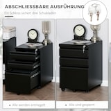 thumbnail of Rollcontainer Büroschrank Stahl Schwarz 39x48x60 cm mit 3 Schubladen und Rollen abschließbar, zentrale Verriegelung, für Büro und Home Office
