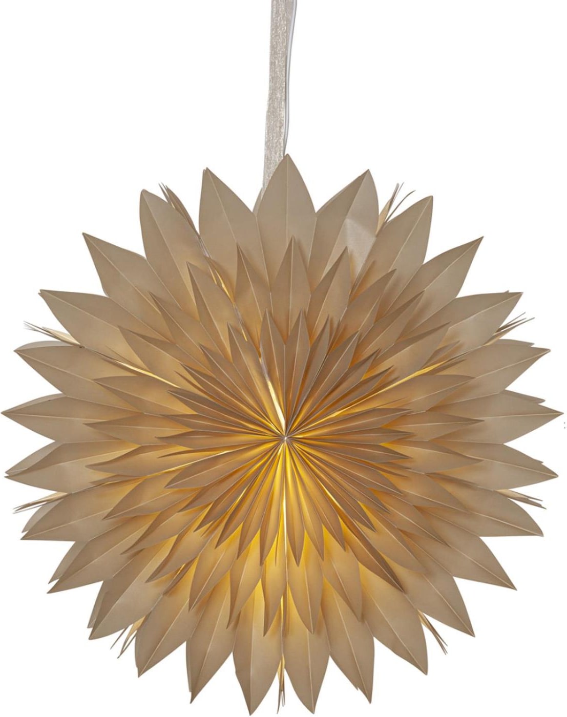 Papierstern Eisblume Weihnachtsstern Faltstern 50cm Dekostern Leuchtstern beige