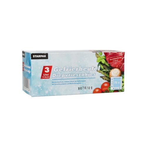 Papstar Gefrierbeutel, LLDPE 3 l 32 cm x 25 cm transparent in Faltschachtel, 12 x 75 Stück