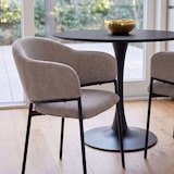 thumbnail of Set aus 2 Stühlen aus Chenille-Stoff mit Armlehnen, Metallgestell, umhüllendes Design für Küche, Esszimmer, Restaurants – Grace