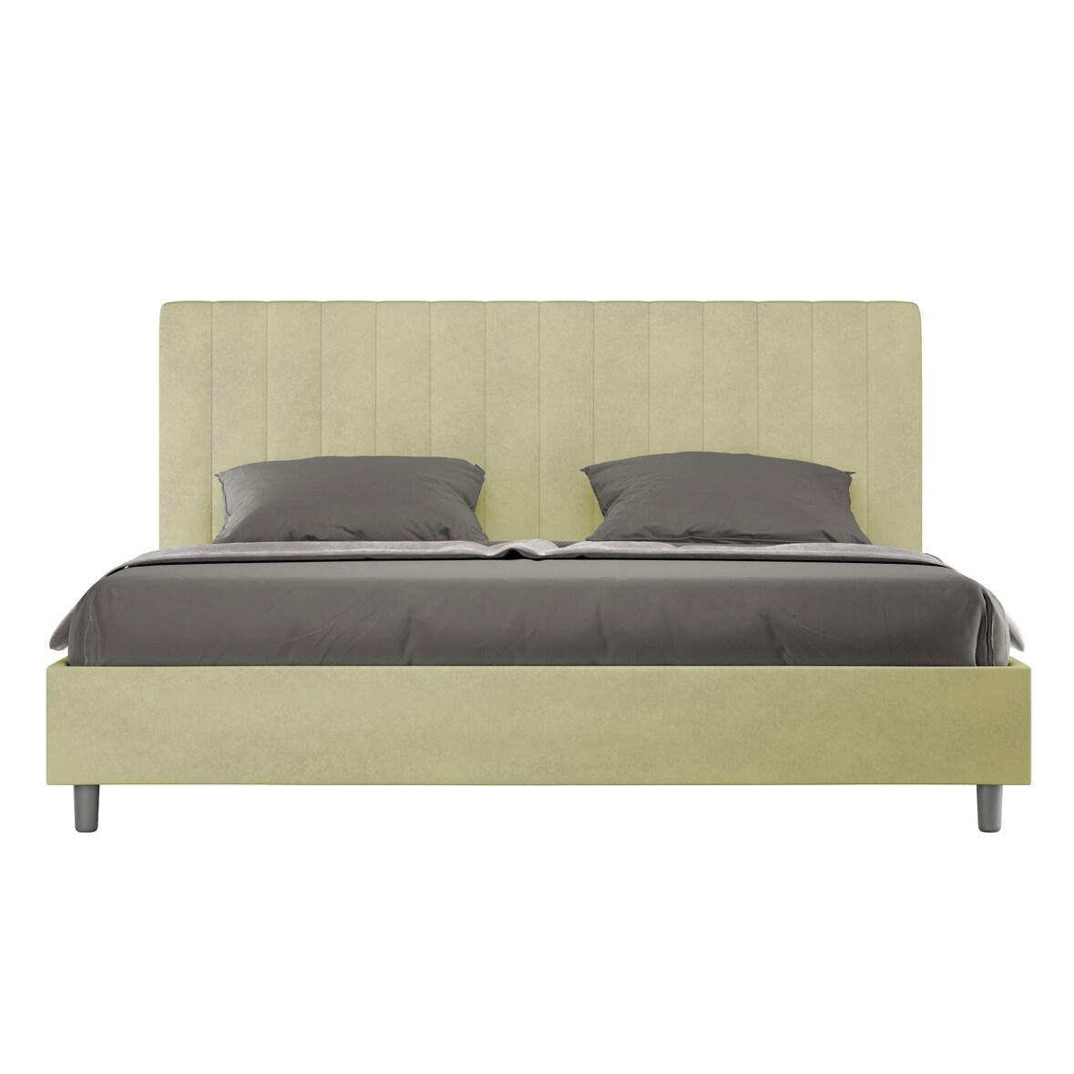 ityhome Letto matrimoniale king size senza rete imbottito 190x210 microfibra tè verde Agueda