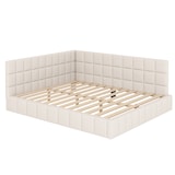 thumbnail of Polsterbett 160x200 cm aus Samt – Multifunktionales Bett mit stabilem Lattenrost und verstellbarer Rückenlehne, klassisches Design in Beige