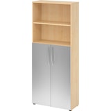 thumbnail of bümö Mehrzweckschrank 80cm breit, Aktenschrank o. Schuhschrank hoch, Regal Schrank-Kombi, Küchenschrank in Ahorn/Silber aus Holz, Vorratsschrank &