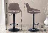 thumbnail of Décoshop26 - Drehbarer Barhocker x1 höhenverstellbar taupefarbener Stoff mit Ziernähten schwarzes Metallgestell 10_0005707