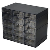 thumbnail of Aufbewahrungseinheit aus Kunststoff L 228 x B 140 x H 190 mm mit 15 transparenten Schubladen