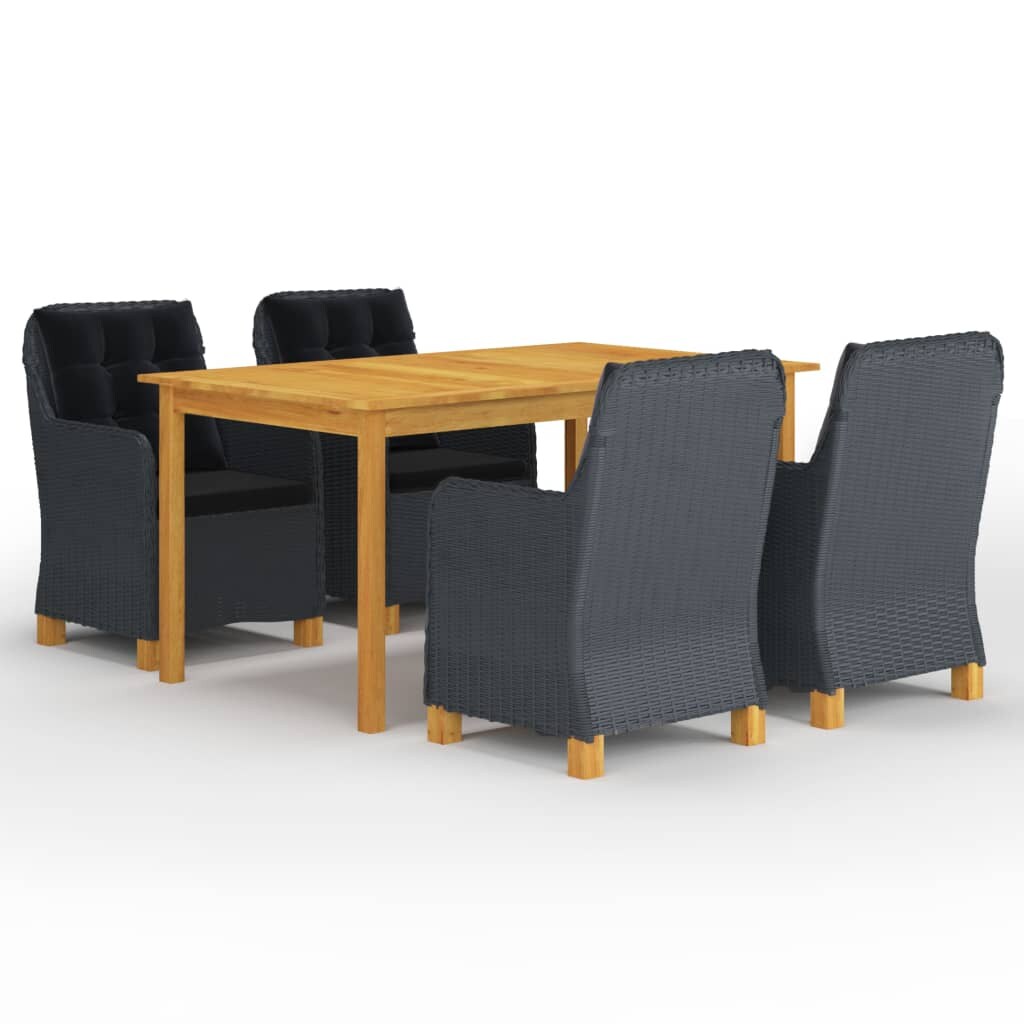 Helloshop26 - Conjunto de comedor de jardín exterior de 5 piezas muebles gris oscuro 02_0013806
