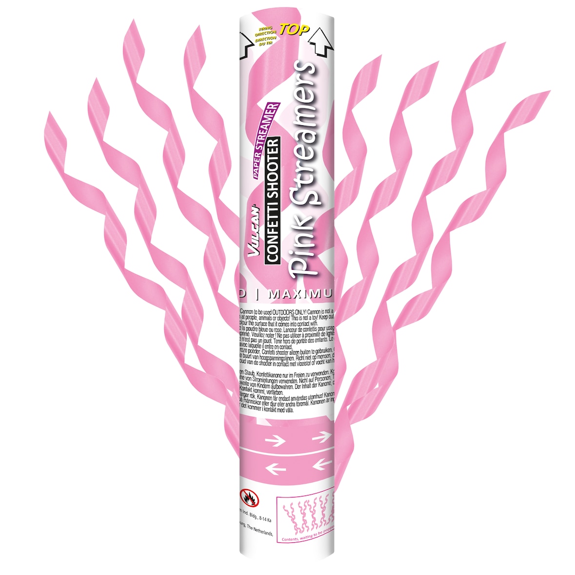 Confetti Shooter – Pink Streamers – Set van 3 Stuks – Roze Slierten – 30 cm – Bereik tot 8 Meter – Voor Binnen & Buiten