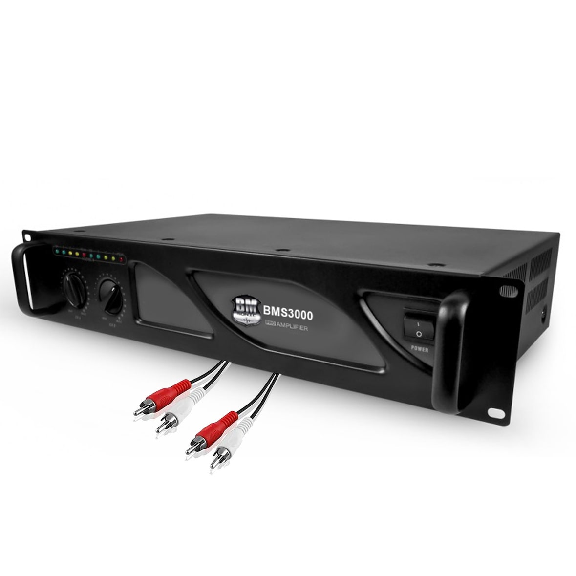 Ampli puissance PRO DJ - BM Sonic BMS-3000 - 3000W - Technologie MOSFET avec ventilation continue, Câble RCA/RCA