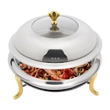 thumbnail of 3L runder Buffet-Chafing Dish / Speisenwärmer aus silbernem und goldenem Edelstahl