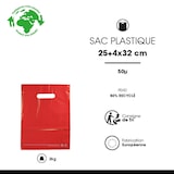thumbnail of Saco plástico vermelho com pegas recortadas de PEBD reciclado 25x32 cm por 1000 - Gimex