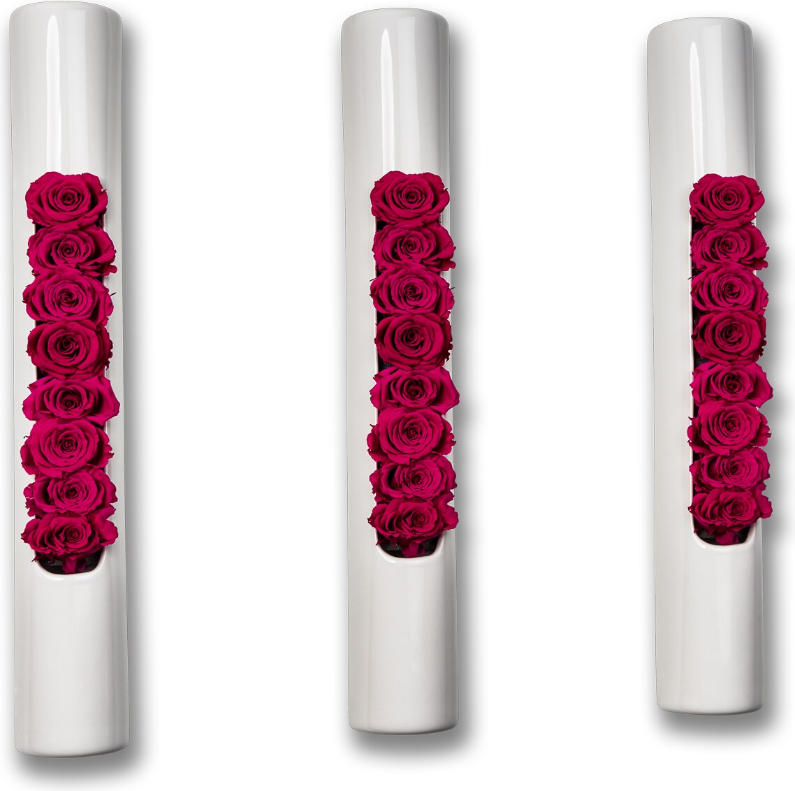 3er-Set Infinity-Bloom Tube - weiß/berry - 40x6,5 cm