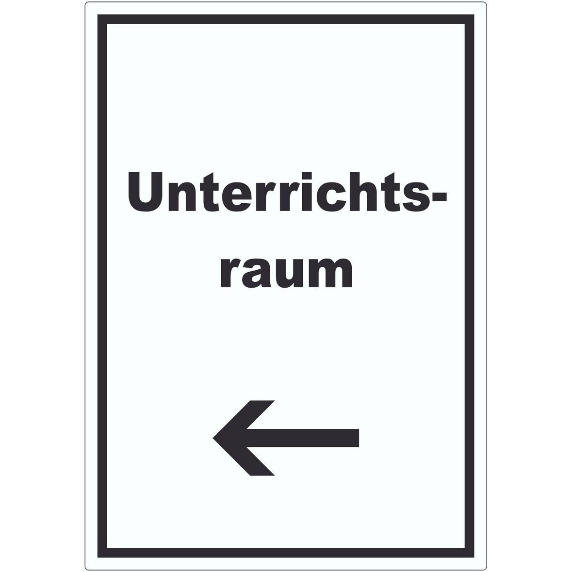 Unterrichtsraum Aufkleber mit Text Richtungspfeil links Schule Schulung hochkant A9 (37x52mm)