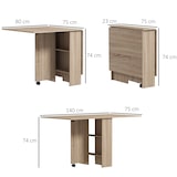 thumbnail of HOMCOM mesa de comedor plegable mesa auxiliar con alas abatibles y 2 estantes de almacenamiento estilo moderno para cocina 75x140x74 cm Natural