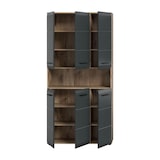 thumbnail of Ice Badschrank 6 Türen, 1 Regal Schwarz matt, Eiche Dekor.