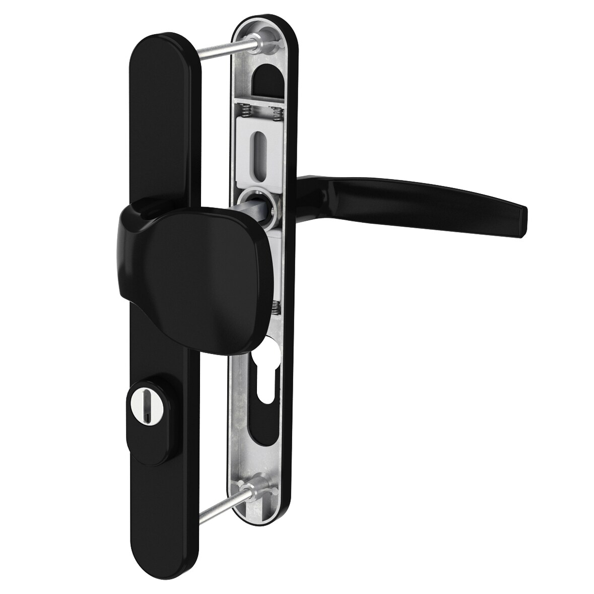 Schmalrahmengarnitur 8-72mm Schwarz Kernziehschutz Knopf/Drücker TS 39-54mm