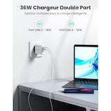 thumbnail of Ugreen - Wall Charger (60468) - USB-A, QC 3.0, Type-C, PD, 36W, 3A - White