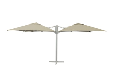 METRO PROFESSIONAL Ombrellone sospeso a 4 teste Tomoko, alluminio, 2 x 2 m, idrorepellente, beige/platino