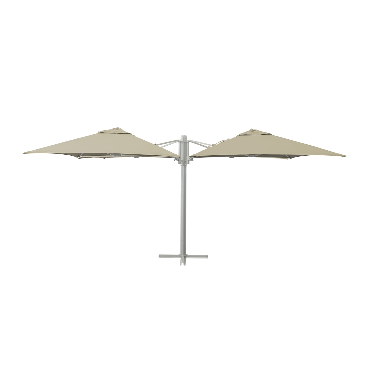 METRO PROFESSIONAL Ombrellone sospeso a 4 teste Tomoko, alluminio, 2 x 2 m, idrorepellente, beige/platino