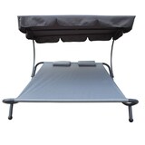 thumbnail of XXL Doppelsonnenliege mit Dach Kopfkissen Gartenliege Relaxliege Sonnenliege Steingrau : Steingrau