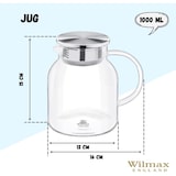 thumbnail of Wilmax Borosilikat Glas Krug mit Edelstahl-Deckel, 1000ml