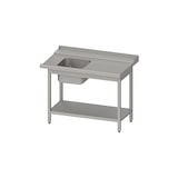 thumbnail of Stalgast Edelstahl Zulauftisch, Korbführung mit Gefälle, mit Grundboden, ein Becken 1600x750x880 mm, Anbauseite rechts, verschweißt
