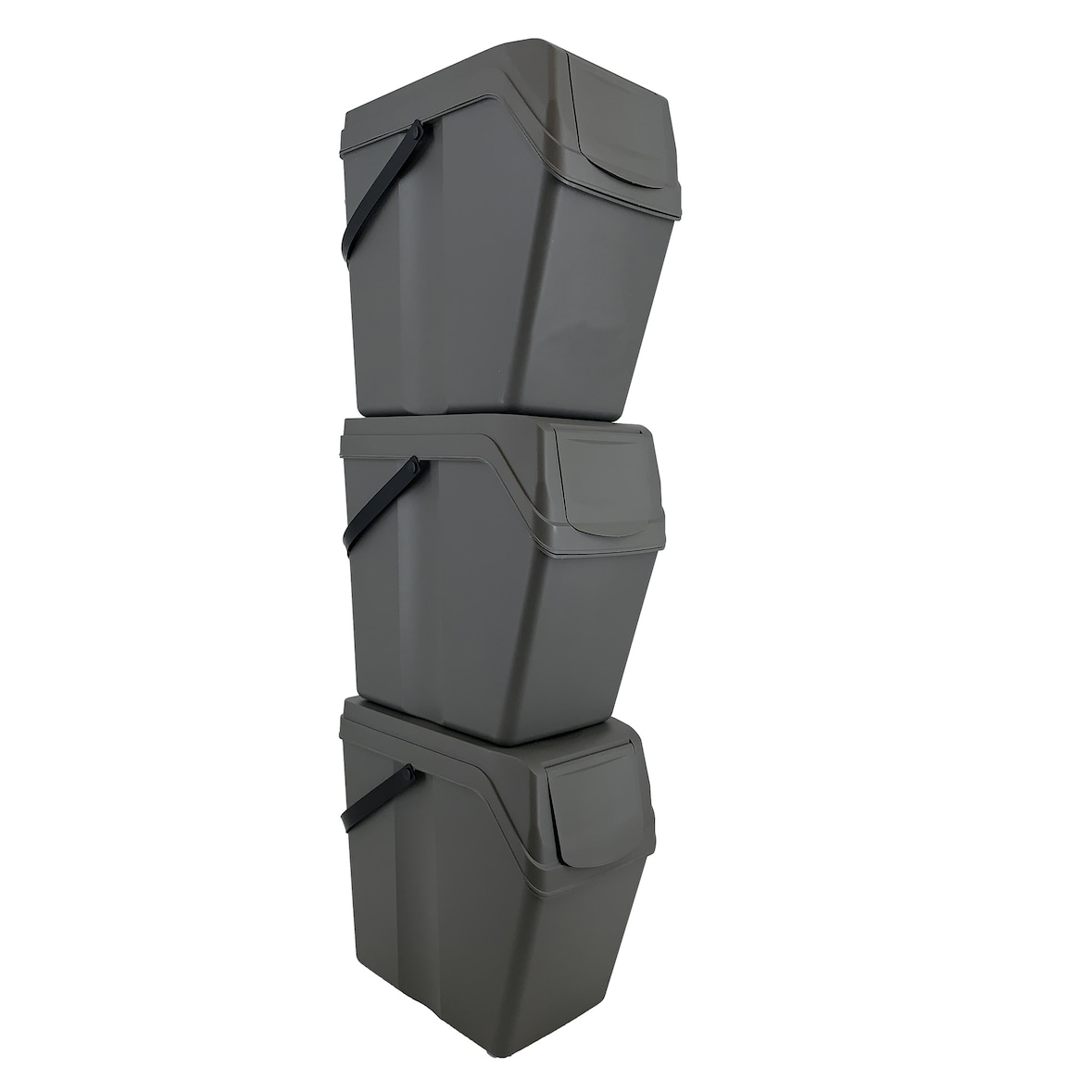 Keden - Set di 3 contenitori per rifiuti Sortibox per raccolta differenziata Grigio 3x25L