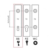 thumbnail of Antik Türdrücker Messing Langschildgarnitur Schwarz matt Türgriff Buntbart 8/72