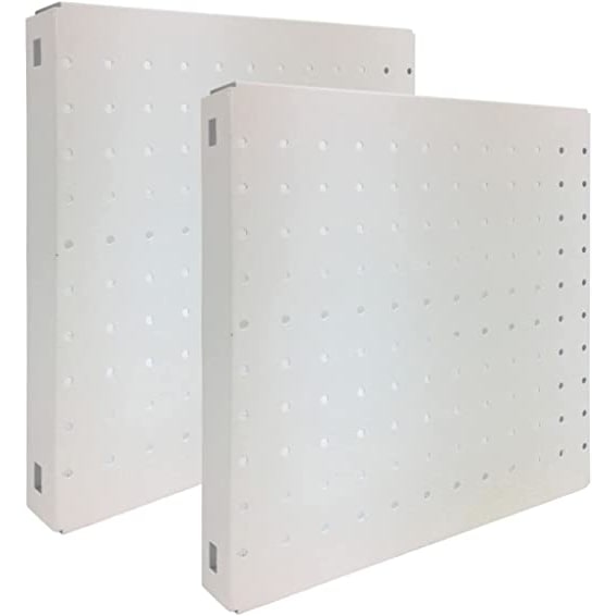 PROREGAL Memoboard Doppelpack Metal perforiert | HxBxT 30x30x3,5cm | Weiß | Lochblech Magnettafel Wandtafel Trägersystem