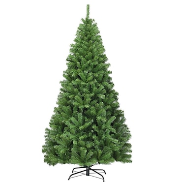 COSTWAY Albero di Natale artificiale 180cm, abete verde sistema pieghevole, 1000 punte PVC, 3 parti, supporto metallico stabile, decorazione natalizia