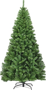 Un albero di Natale artificiale verde con supporto.