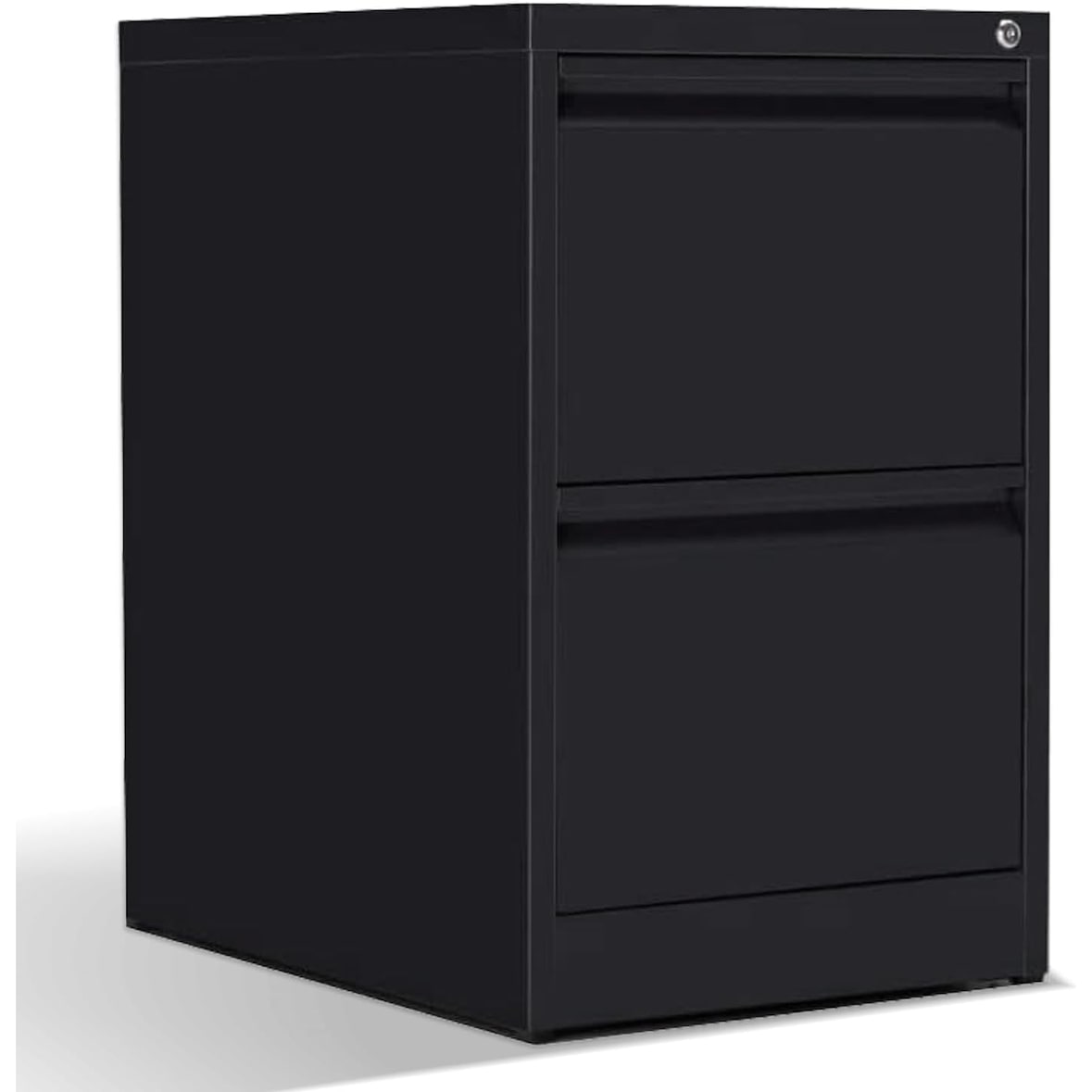 m-office Archivador Metálico Negro de Oficina con 2 Cajones y Cerradura para Carpetas A4 y Folios, Mueble Cajonera de 62 x 46 x 72 cm (1 und)