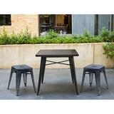 thumbnail of Tabouret en métal, empilable, métal, mat galvanisé, noir