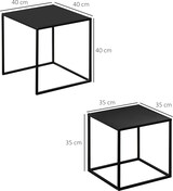 thumbnail of Couchtisch Set 2er Stahl Schwarz 40x40x40  quadratische Tischplatten modern vielseitig kombinierbar stabile Konstruktion bis 10 kg je Tisch